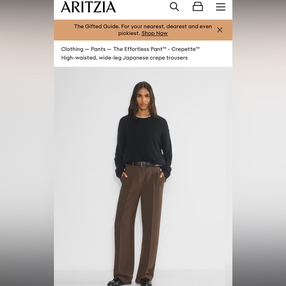 Aritzia The Effortless Pant™ - Crepette™ Mocha Brown sz 6 - Picture 2 of 16